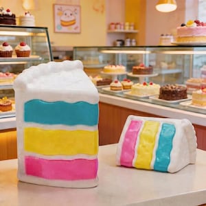 Ne doh Cake Squishy Toy, Peace Cake Sensory Stress Relief Fidget, Soft TPR Squeeze Toy for Kids & Adults, Cute Dessert Anxiety Relief Gift