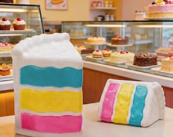 Ne doh Cake Squishy Toy, Peace Cake Sensory Stress Relief Fidget, Soft TPR Squeeze Toy for Kids & Adults, Cute Dessert Anxiety Relief Gift