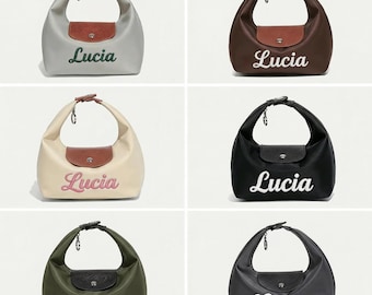 Custom Embroidered Dumpling Bag • Water-Resistant Nylon Shoulder Crossbody Purse