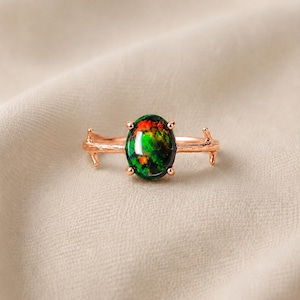 Unique Opal Ring, Sterling Silver Ring, Engagement Ring October Birthstone Handmade Ring