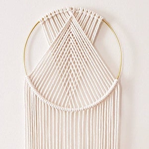 Macrame Wall Hanging Gold Ring Handmade Boho Decor Bohemian