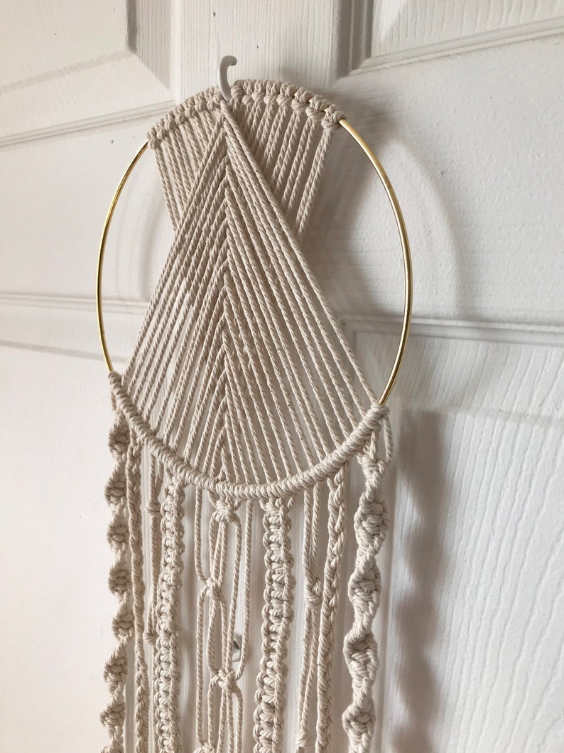 Macrame Dream Catcher Wall Hanging Gold Ring with Tassels Etsy
