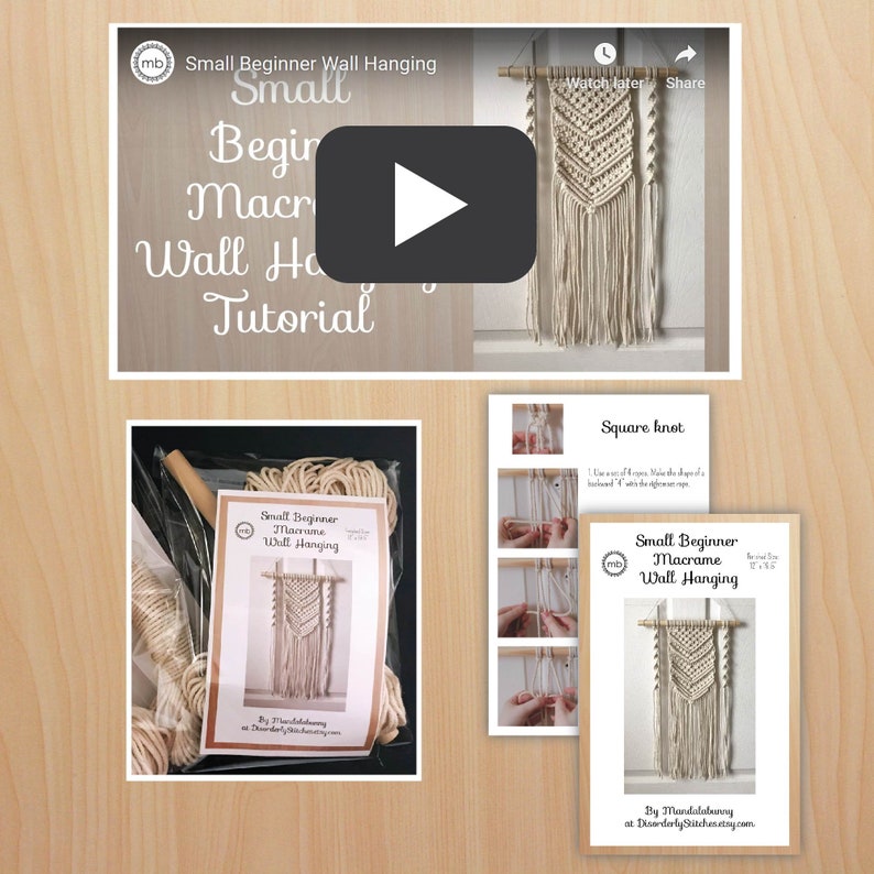 Kit Macramé Débutant Tutoriel Livre et Vidéo Boho Decor Accrochage Mural Macrame Tout Niveau de Compétence image 5