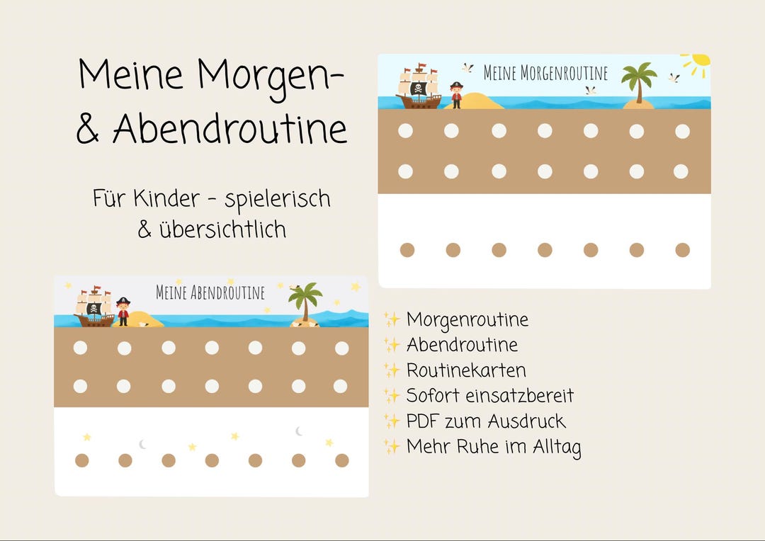 Pirate Morning & Evening Routine for Children PDF | Visual Schedule ...