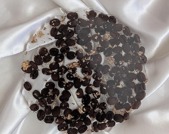 Coffee bean and gold leaf resin coaster