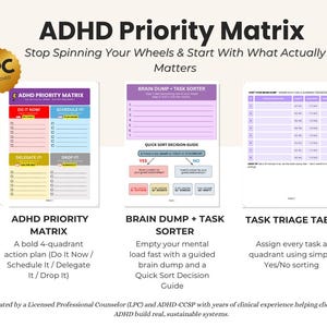 ADHD Priority Matrix | Printable Brain Dump & Task Sorter | Therapy Tool PDF