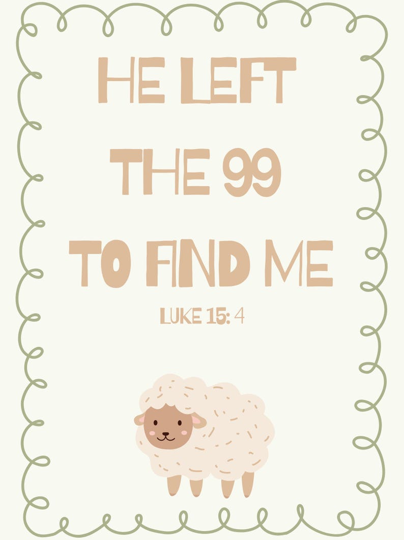 Christian Nursery Art | Luke 15:4 Sheep Bible Verse Print (digital ...