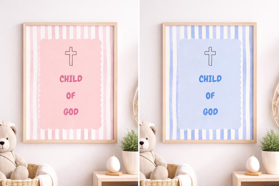 Child of God Printable Wall Art | Christian Nursery Decor | Pink & Blue ...