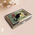Black Cat In The Garden Vintage Metal Cigarette Case Art Storage Box Wallet Business Card Holder