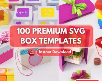 100+ Box Template SVG Bundle | DIY Paper Craft Gift Boxes | Favor Box Cutting Files | Cricut Silhouette Templates | Digital Download