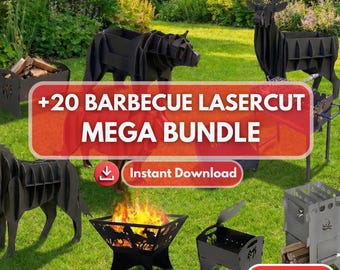 Más de 20 diseños de parrillas de barbacoa cortados con láser / Archivos SVG, DXF y CDR / Imágenes prediseñadas para fiestas de barbacoa y archivos de corte Cricut