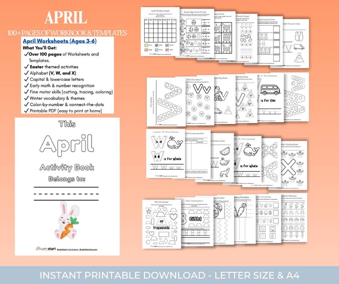 April Preschool Kindergarten Worksheets, Spring, Easter, Earth Day Math ...