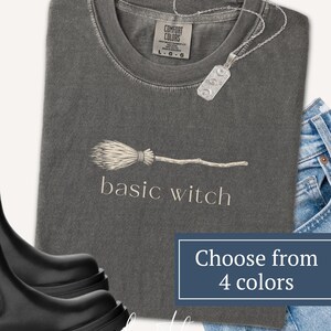 Funny Witch Shirt | Basic Witch | Whimsical Witch's Broom Tee | Minimalist Comfort Colors Tshirt | Gift for the Witchy Woman