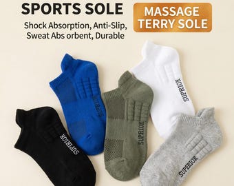 Cotton Low Cut Sports Socks, Breathable Cushioned Athletic Ankle Socks