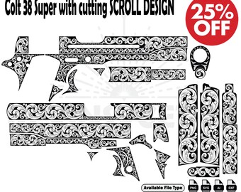 Colt 38 Super avec découpe SCROLL SVG : fichiers de découpe/gravure laser