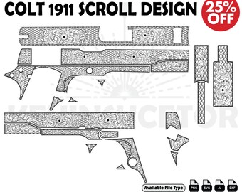 Colt 1911 SCROLL    SVG: Laser Cut/Engrave Files
