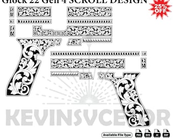 Glock 22 Gen 4  SCROLL DESIGN  SVG: Laser Cut/Engrave Files