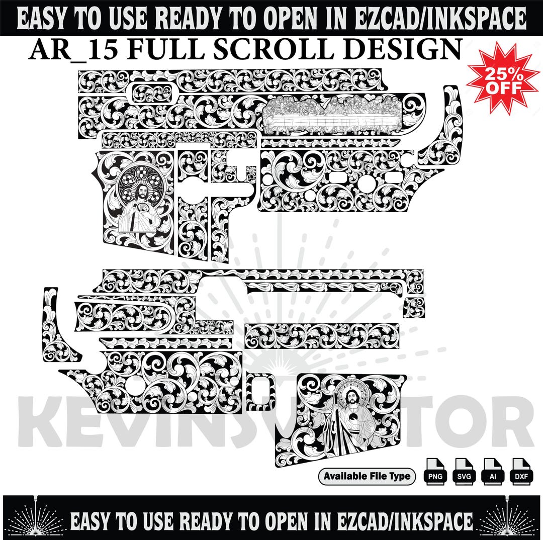 AR 15SCROLL DESIGN SVG: Laser Cut/engrave Files - Etsy