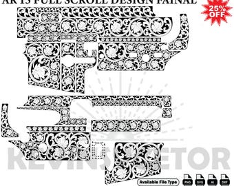 AR 15SCROLL DESIGN SVG: Laser Cut/Engrave Files