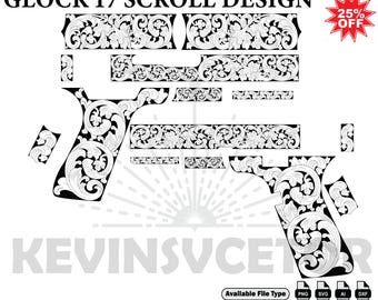 Glock 17 SCROLL DESIGN  SVG: Laser Cut/Engrave Files