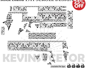 Rock island 1911 SCROLL DESIGN SVG: Laser Cut/Engrave Files