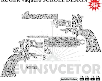 RUGER Vaquero SCROLL SVG: Laser Cut/Engrave Files