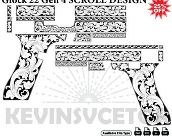 Glock 22 Gen 4  SCROLL DESIGN  SVG: Laser Cut/Engrave Files