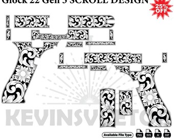 Glock 22 Gen 5 SCROLL DESIGN  SVG: Laser Cut/Engrave Files