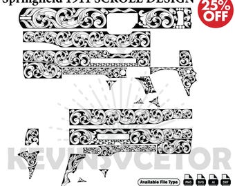 Springfield_1911 SCROLL DESIGN SVG: Laser Cut/Engrave Files