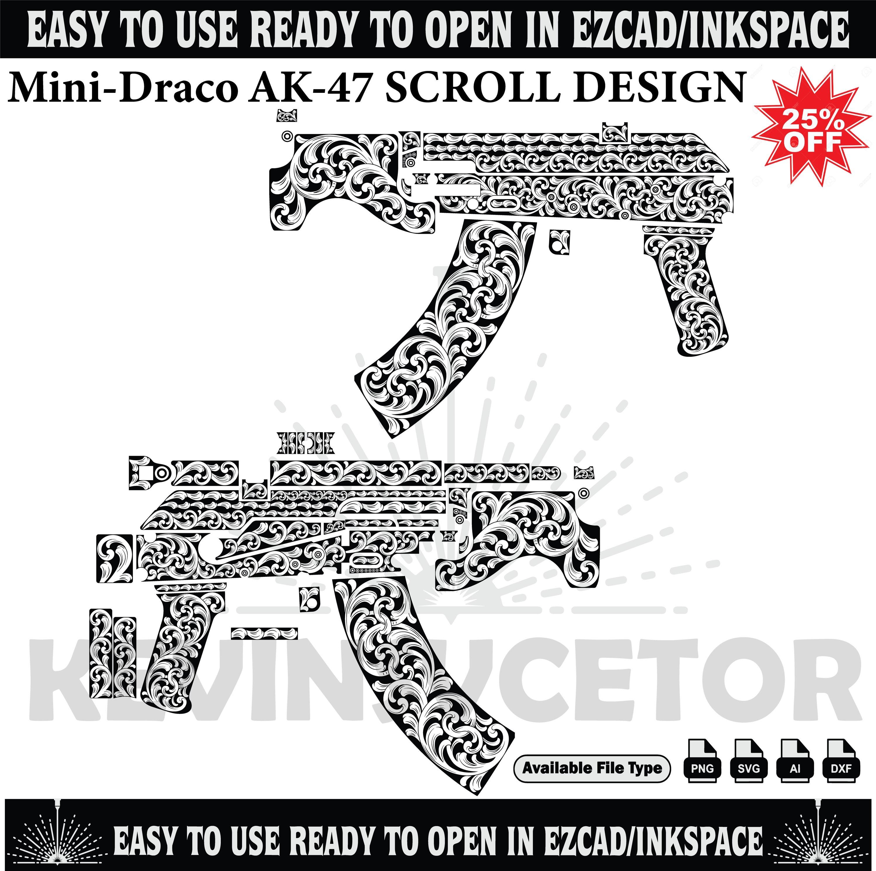 Mini Draco AK 47 SCROLL SVG: Laser Cut/engrave Files - Etsy