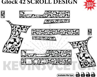 Glock 42SCROll DESIGN  SVG: Laser Cut/Engrave Files