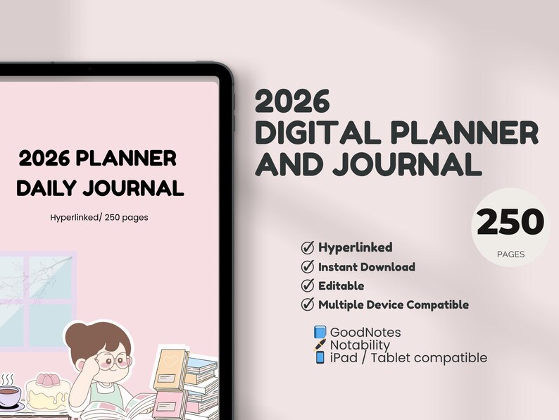 2026 Hyperlinked Digital Planner, Daily Weekly Monthly Layouts (instant ...