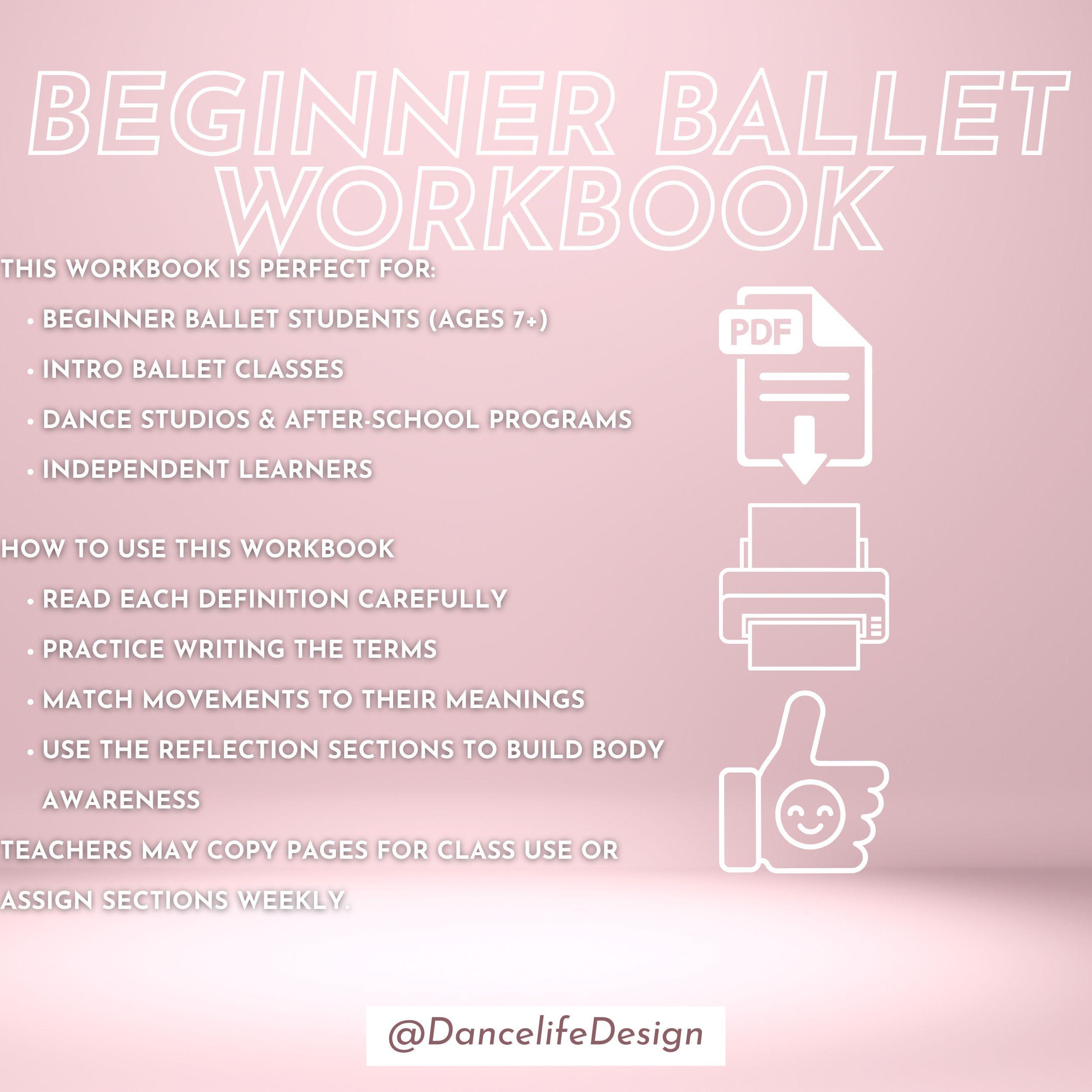 Level 1 Ballet Terminology Workbook | Beginner Ballet Worksheets ...