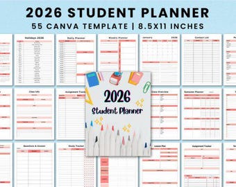 2026 Student Planner | Printable Academic Planner | Study, Homework & School Organizer PDF