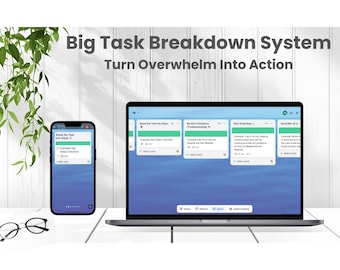 Break It Down Task Board | Trello Template for Overwhelming Tasks | Step-by-Step Focus System