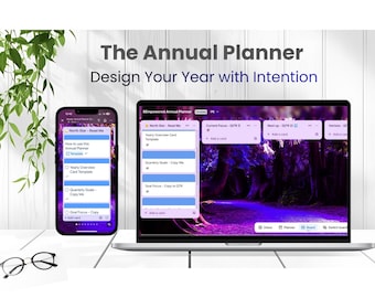 Annual Planner/Trello Template/Digital Goal Tracker for Year and Quarter/Productivity Tool for year and quarter goals