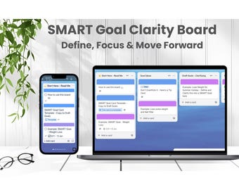SMART Goal-Setting Trello Template | Digital Productivity Tracker Board | Kanban System for Goal Clarity