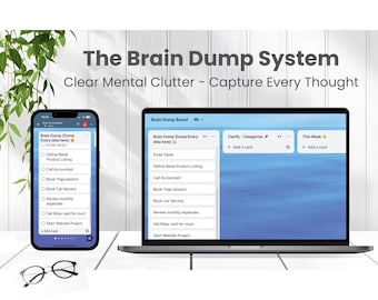 Brain Dump Trello Board | Digital Productivity System | Capture Ideas & Clear Mental Clutter| Reduce Overwhelm