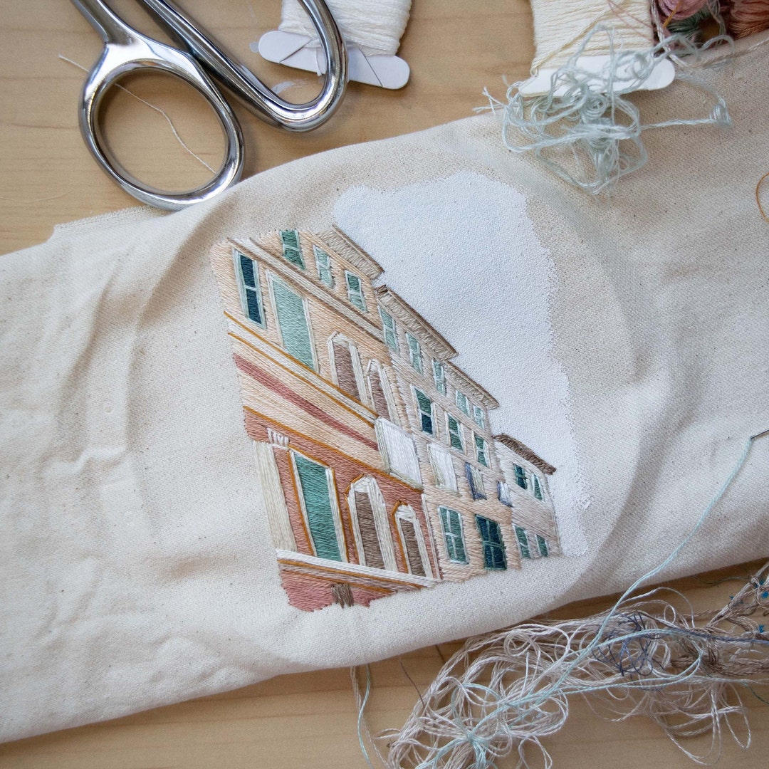 Mini Storage Building Embrioder File Buildings #8, Mixed Media Embroidery Made With Paint and Thread ...