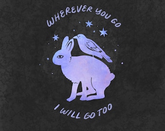 Dondequiera que vayas / Impresión artística de conejo y pájaro caprichoso / Decoración de pared de amor sentimental