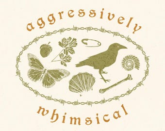 Impresión caprichosa agresiva / Arte mural gótico lúdico / Ilustración caprichosa / Decoración maximalista