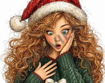 35 Whimsical Watercolor Christmas Girl Cliparts - JPG Digital Bundle for Holiday Crafts