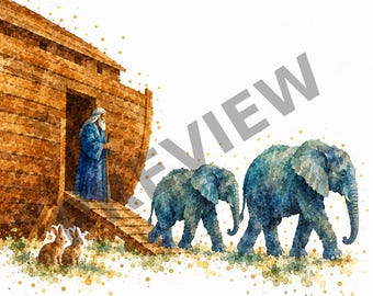 25 Watercolor Noah's Ark Clipart Bundle | Bible Animals for Nursery Decor, Baby Showers & Sunday School