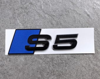 Emblema trasero 3D azul brillante y negro para maletero S5. Insignia de repuesto para coches Audi. Accesorio de personalización para un look deportivo.
