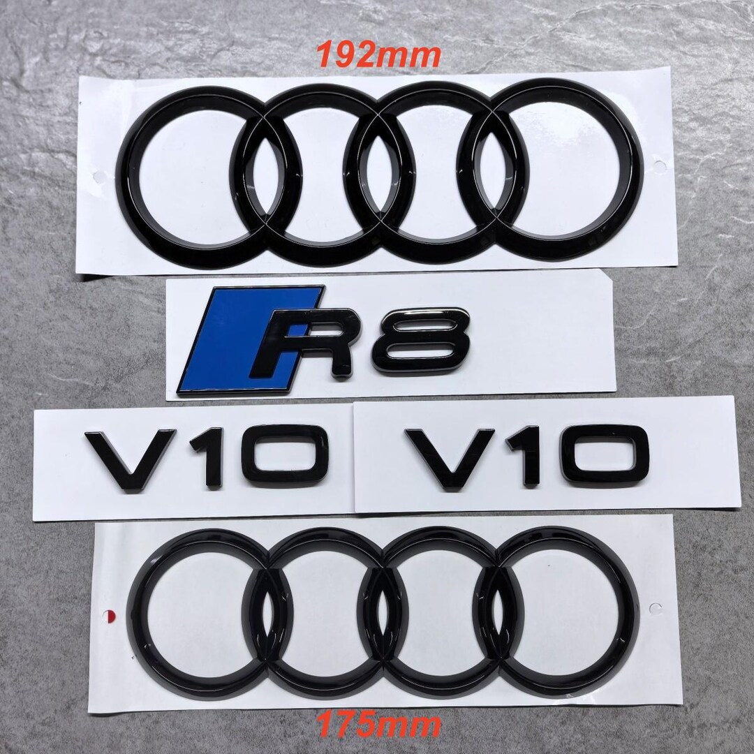 Gloss Blue Black Audi R8 V10 Emblem Kit 175mm Front Rings 192mm Rear ...