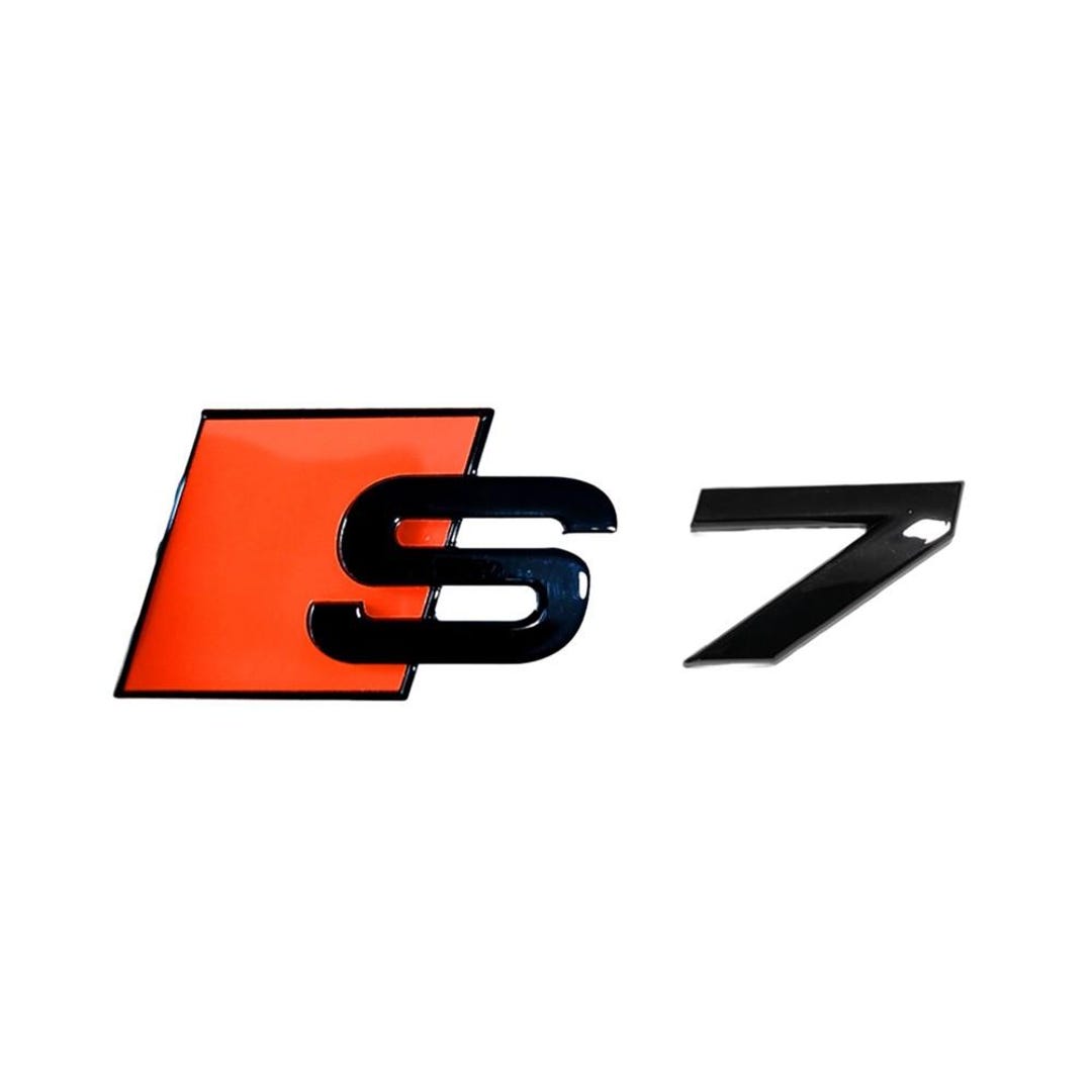C8 Rear Badging Gloss Orange & Black 3D Rear Trunk Emblem S7 Badge for Audi A7 S7 C7 C8 ...