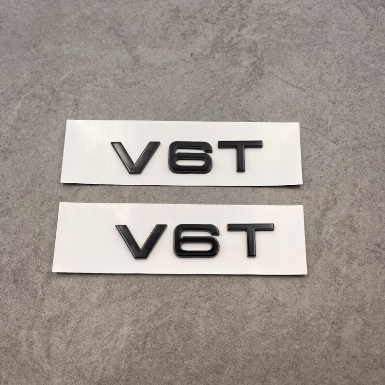 Black V6T Side Fender Emblems Pair of 2 Performance Badge for Audi A4 ...