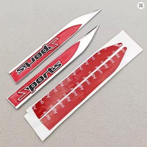 Sport Logo Auto Emblem Abzeichen Speziell angefertigte 3D Metall für Audi Side Fender Auto - 2 Stück Rot Silber