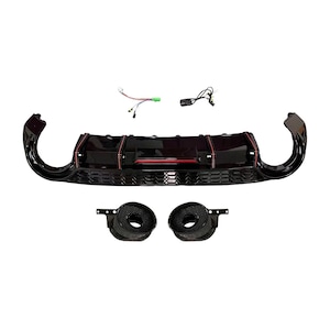 Honeycomb Rear custom Diffuser RS3 Look for Audi A3 S3 8Y Hatchback 2020+ with LED Light and Exhaust Pipes Sporty Aero Styling Upgrade