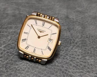 02 Longines Flagship L5.633.3 Two-Tone White Roman Dial Ultra-Thin Quartz Watch with Expandable Clasp